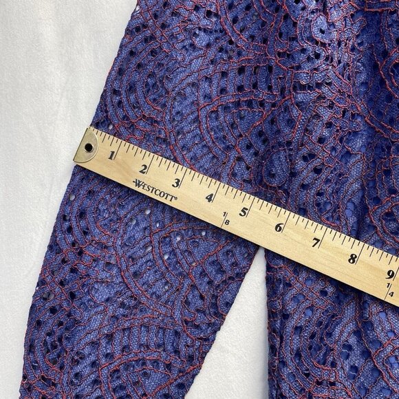 Banana Republic Lace Overlay Long Sleeve Round Neck Blouse Women Small Blue New - Picture 8 of 16